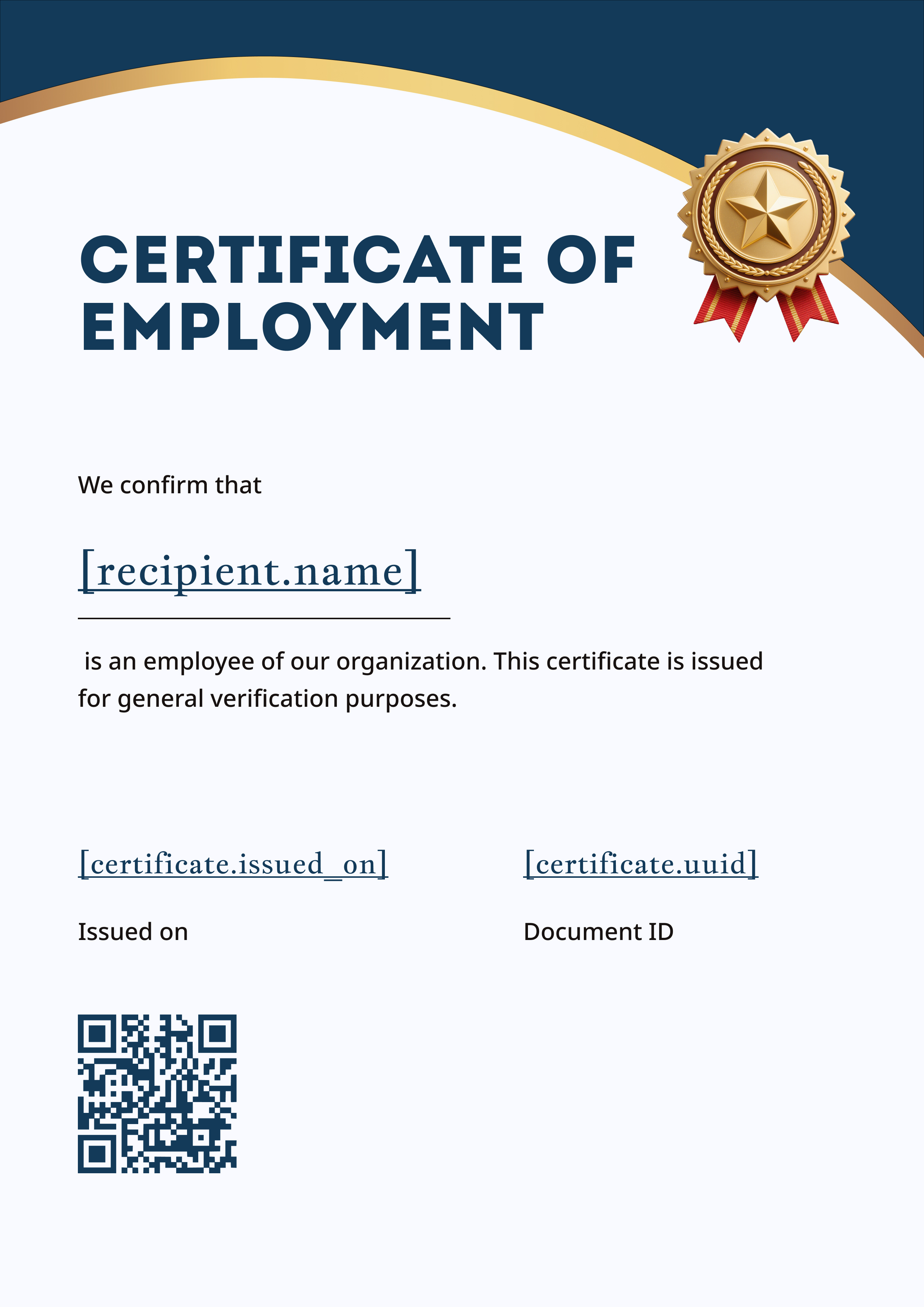 Modern Navy Corner Wave (Portrait) — certificate of completion template preview