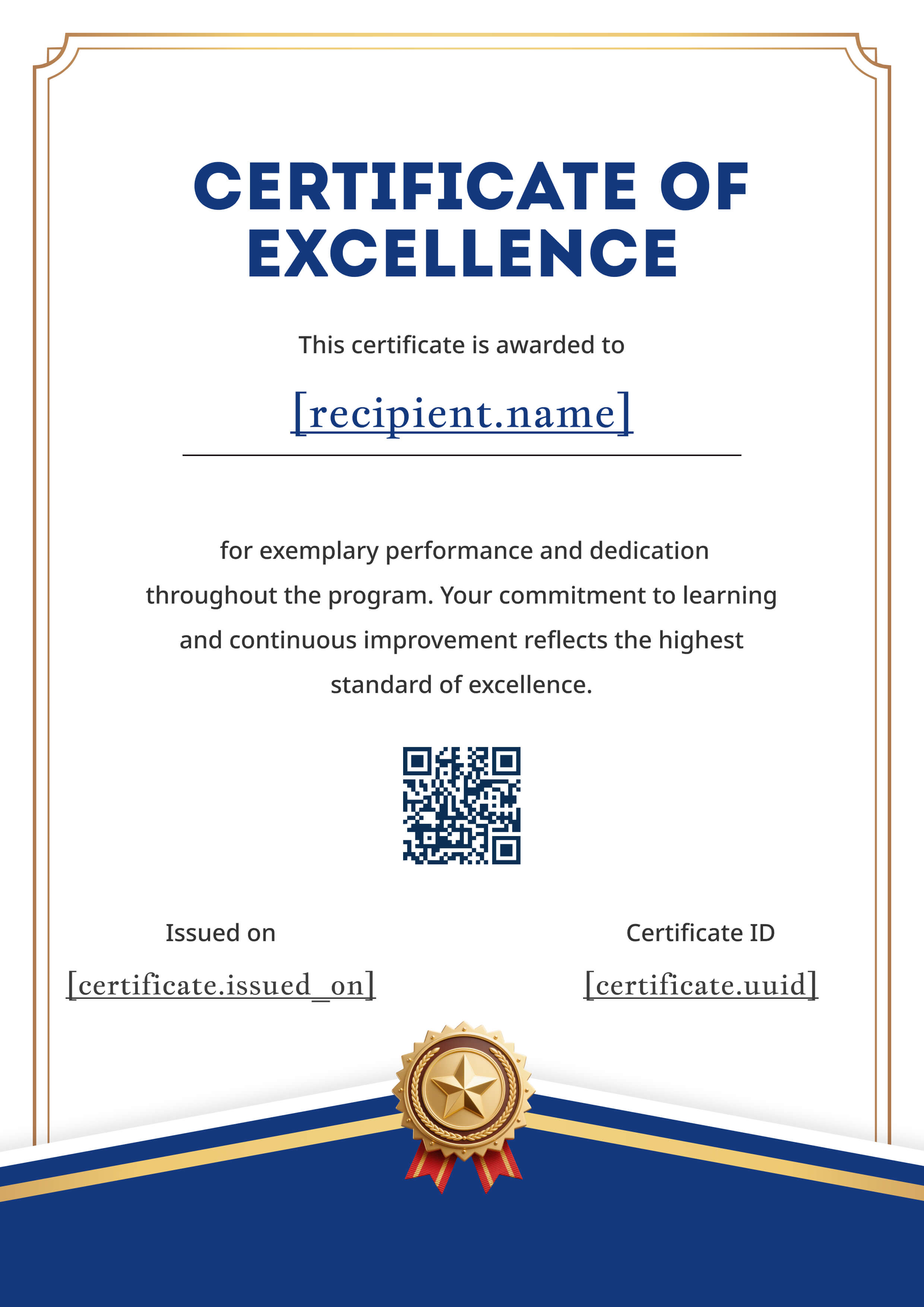 Classic Navy Corners — certificate of completion template preview